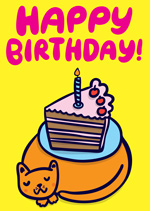 Cake On Cat Happy Birthday