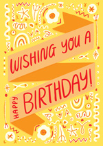 Wishing You A Happy Birthday Ribbon Card