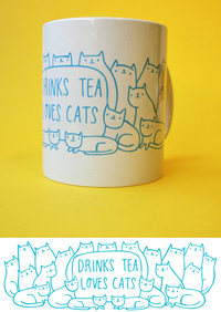 Mug - Drinks Tea Loves Cats